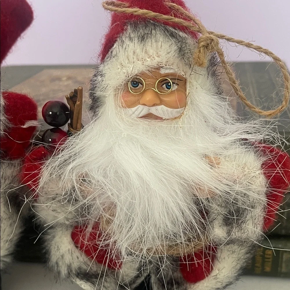 Red Holiday Cross & Santa  Ornaments